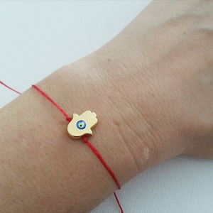 Red Hamsa Hand Bracelet: Evil Eye Protection, Adjustable Macrame, Bridal Shower Gift