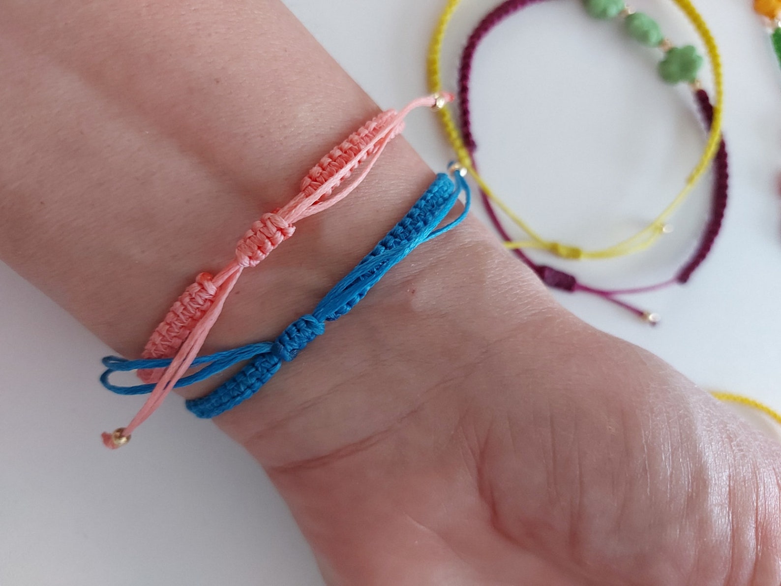 Daisy Macrame Bracelet Colorful Macrame Bracelet Flower - Etsy