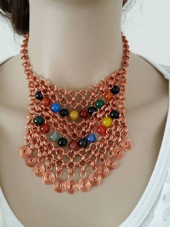Copper Jewelry Copper Necklace Chain Necklace Colorful Etsy