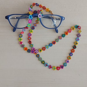 Colorful Beaded Eyeglass Chain: Sunglasses Necklace Lanyard, Reading Glasses Holder, Woven Fall Colors Strap
