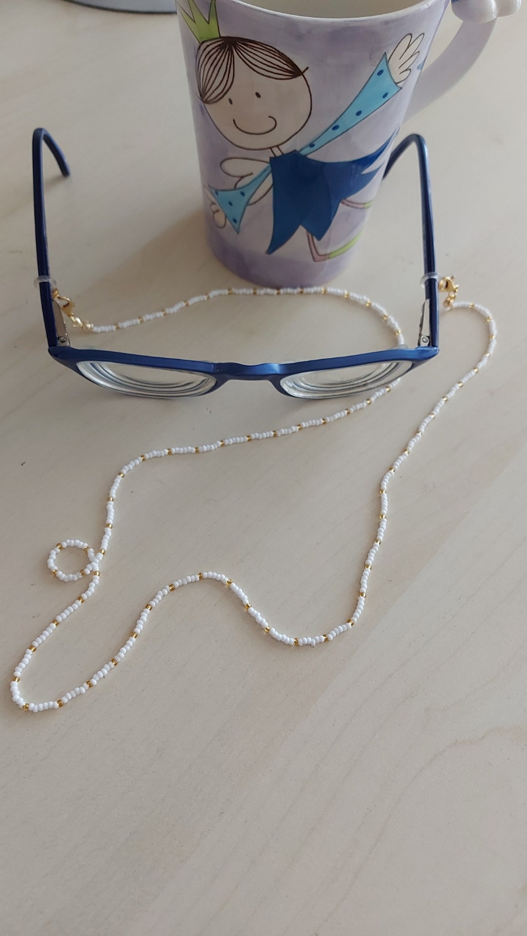 Silver White Beaded Sunglass Chain