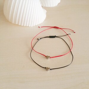 Silver heart Bracelet, Heart Bracelet, Tiny Heart Bracelet, Friendship Bracelet, Charm Bracelet, Minimal Bracelet, Red String Bracelet