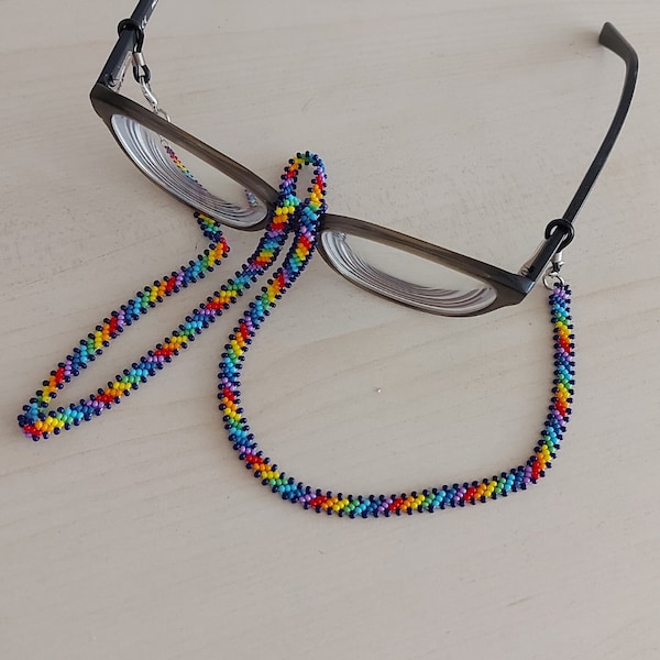 Cadena de anteojos arco iris, cadena de gafas de sol Rainboww, cadena de anteojos coloridos, collar de anteojos con cuentas, accesorios galsses, collar de orgullo