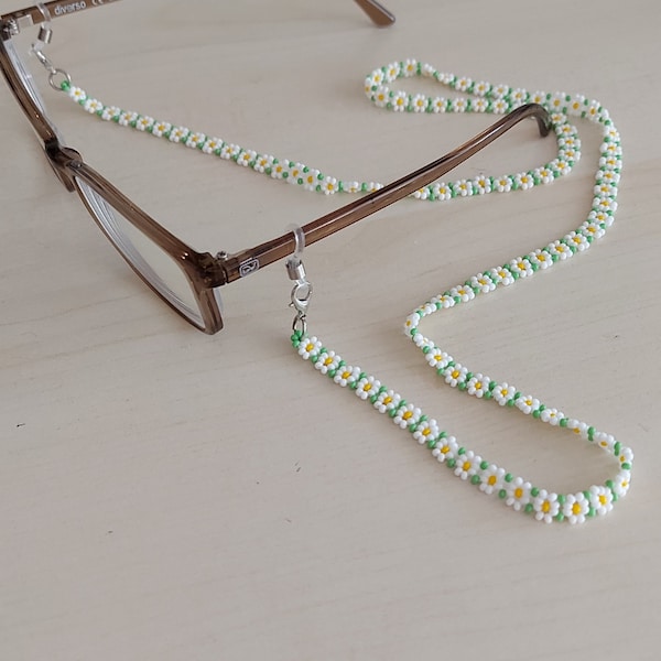 Daisy Flower Glasses chain,, sunglasses lanyard, flower daisy necklace, Beaded eyeglass chain, daisy jewelry for women, eyeglass chain,