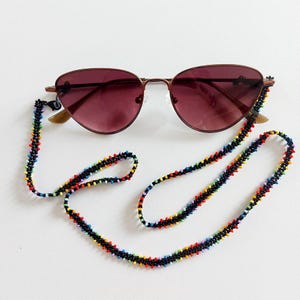 Black Eyeglass Chain, Colorful Glasses Chain, Personalized Gift, Rainbow Eyeglass Necklace, Eyeglass Holder, Eyeglass Lanyard, Gift For Her