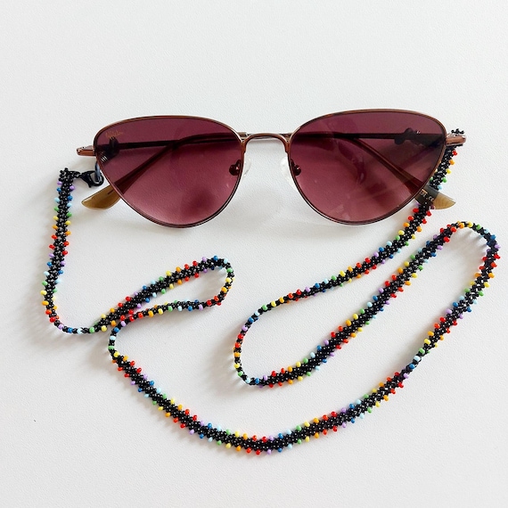 Handmade Beaded Eyeglass Chain: Colorful Rainbow Necklace - Etsy