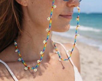 Rainbow Daisy Eyeglass Chain: Beaded Sunglasses Lanyard  display picture 1