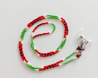 Watermelon Beaded Eyeglass Chain: Sunglasses Lanyard, Fruit Accessories, Foodie Gifts, Reading Glasses Strap