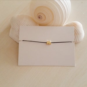 Minimalist Elephant Charm Bracelet: Black Waxed Rope, Good Luck Jewelry,Tiny String Accessory