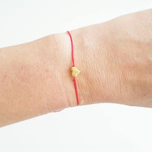 Red Bracelet, Tiny Heart Bracelet, Friendship Bracelet, Charm Bracelet, Minimal Bracelet, String Bracelet, Personalized Gifts For Her