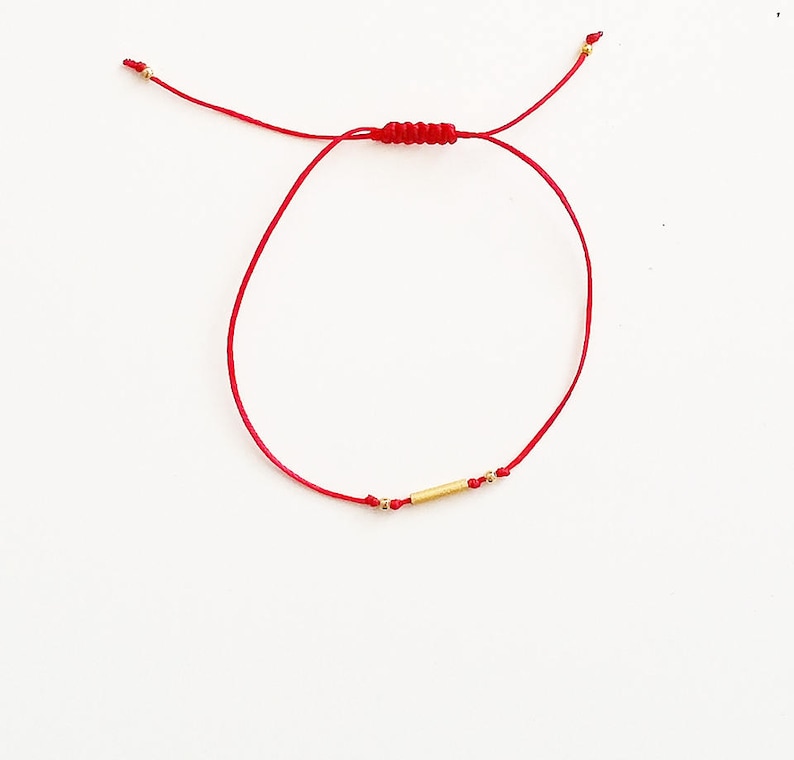 Red Bracelet Tiny Bracelet Friendship Bracelet Charm Etsy
