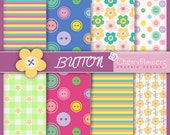 Carta digitale scrapbooking - Bottoni - blu rosso giallo fucsia verde - fiori righe quadri - cucito, inviti, etichette, decoupage, stampa