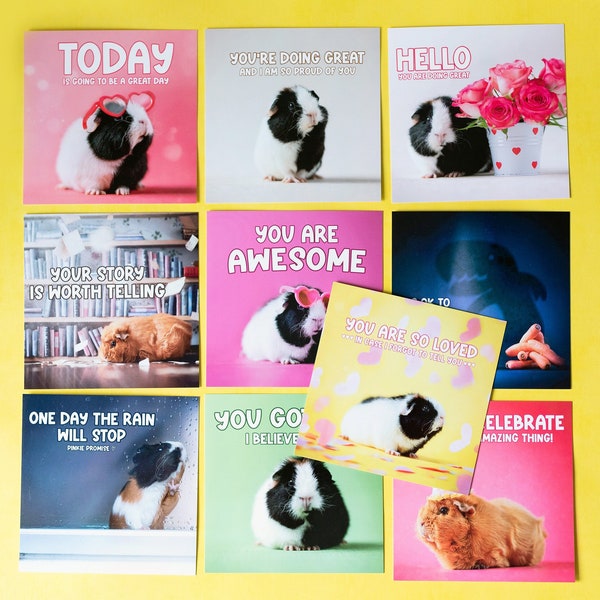 Cartes de motivation pour cochons d’Inde - Cartes pour cochons d’Inde (ensemble de 10)