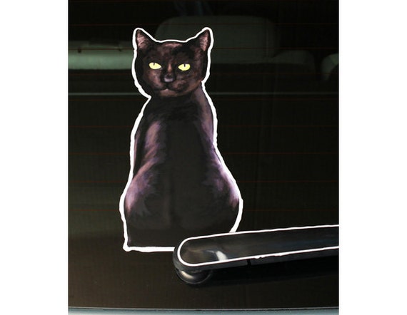 Chat Noir Essuie Glace Arriere Remuant Autocollant De Queue Etsy