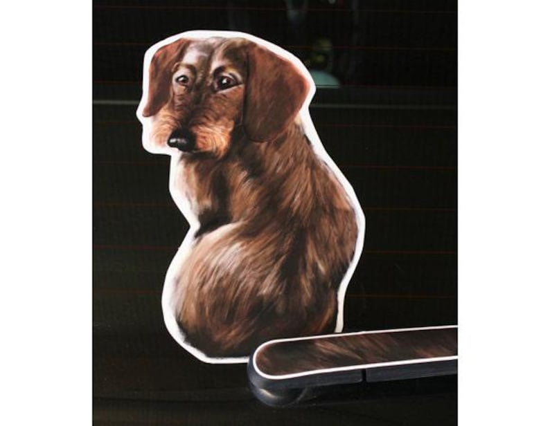 Wire Hair Dachshund Dog Rear Window Wiper Wagging Tail Sticker | Funny ...