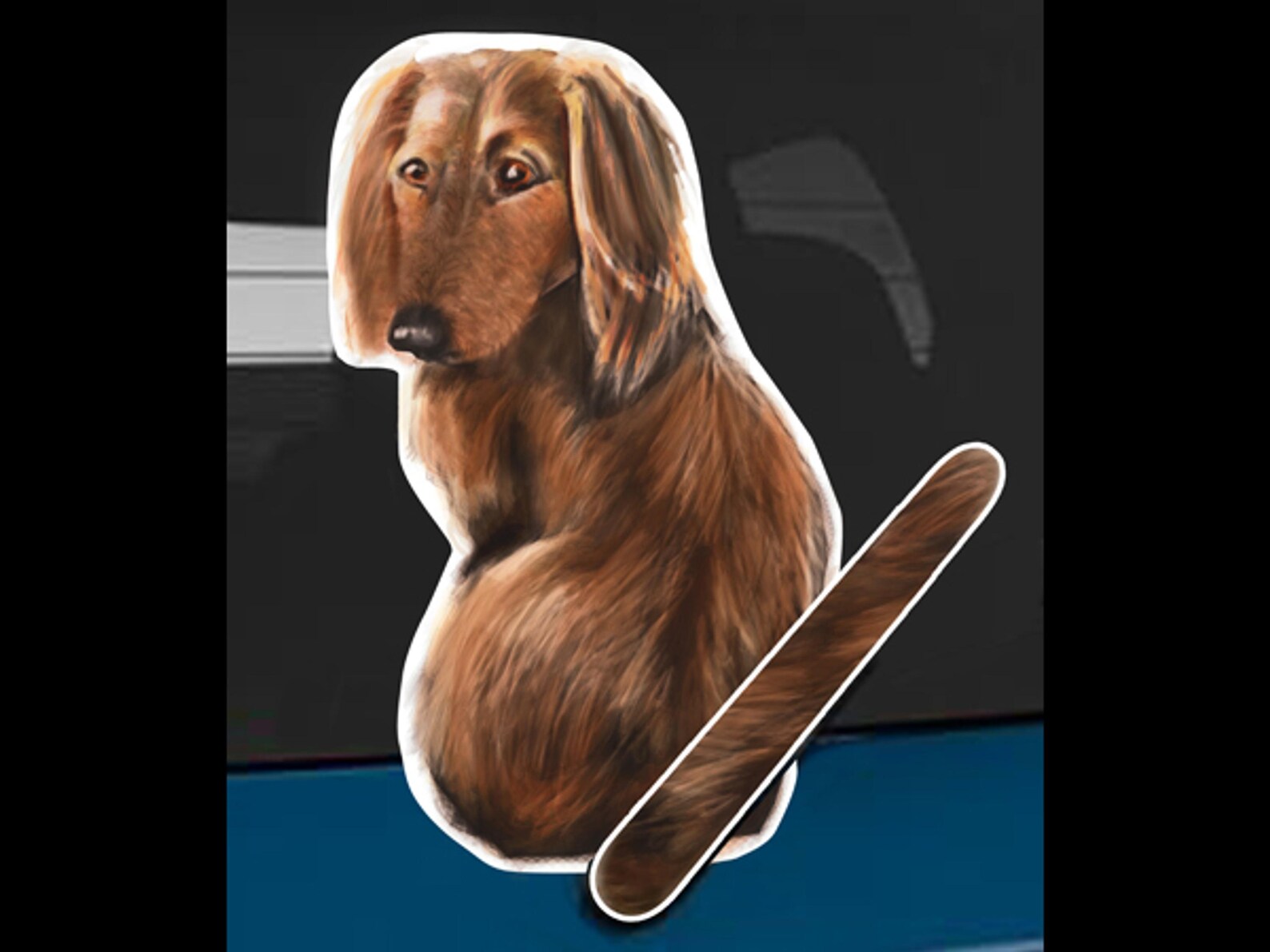 Long Hair Daschund Dog Rear Window Wiper Wagging Tail Sticker | Funny ...