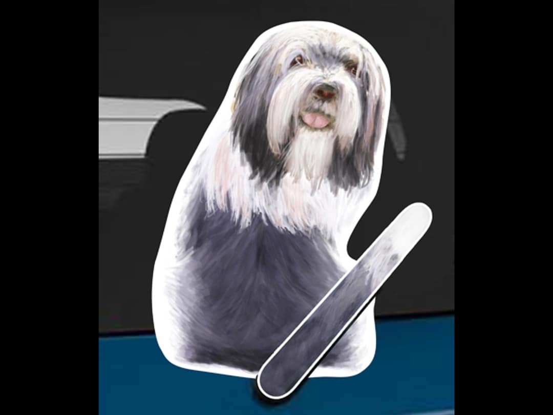 Bearded Collie Dog Rear Window Wiper Wagging Tail Sticker | Funny Car ...