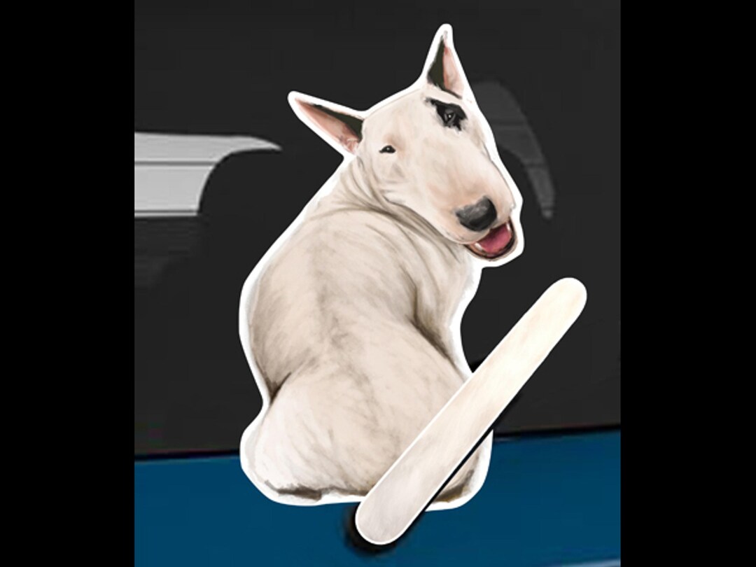 Bull Terrier Dog Rear Window Wiper Wagging Tail Sticker | Funny Car ...
