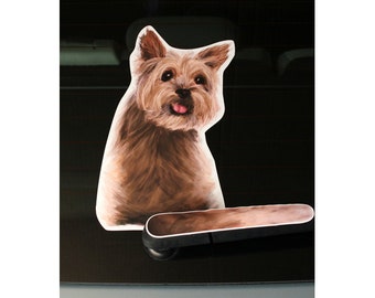 Yorkshire Terrier Yorkie dog rear window wiper wagging tail sticker