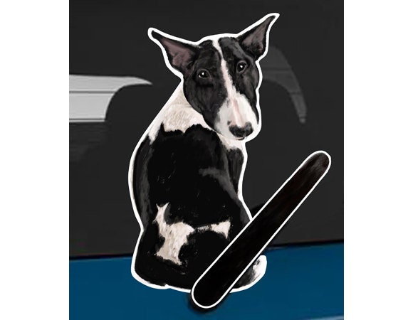 Bull Terrier Black Dog Rear Window Wiper Wagging Tail Sticker - Etsy