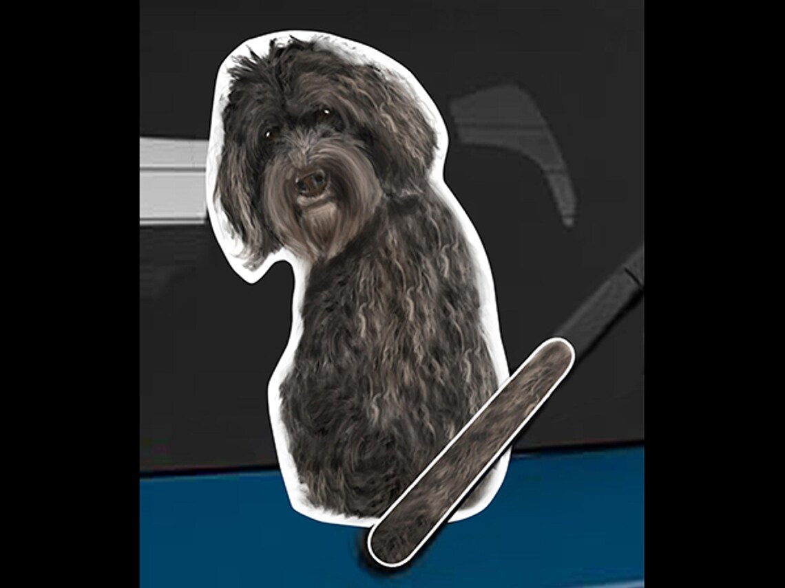 Labradoodle Black Dog Rear Window Wiper Wagging Tail Sticker | Funny ...