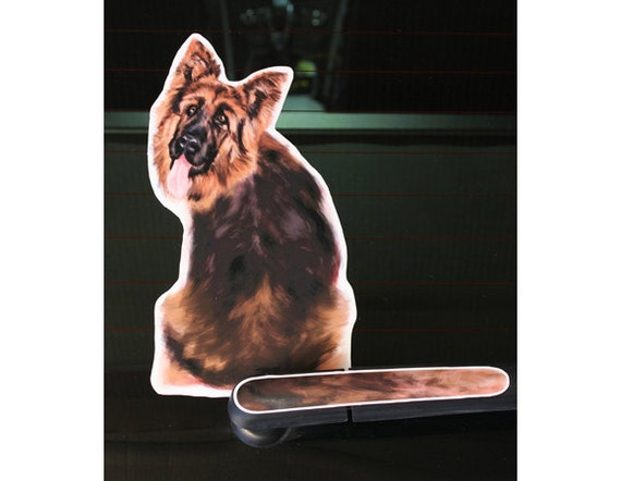 German Shepherd dog rear window wiper wagging tail sticker