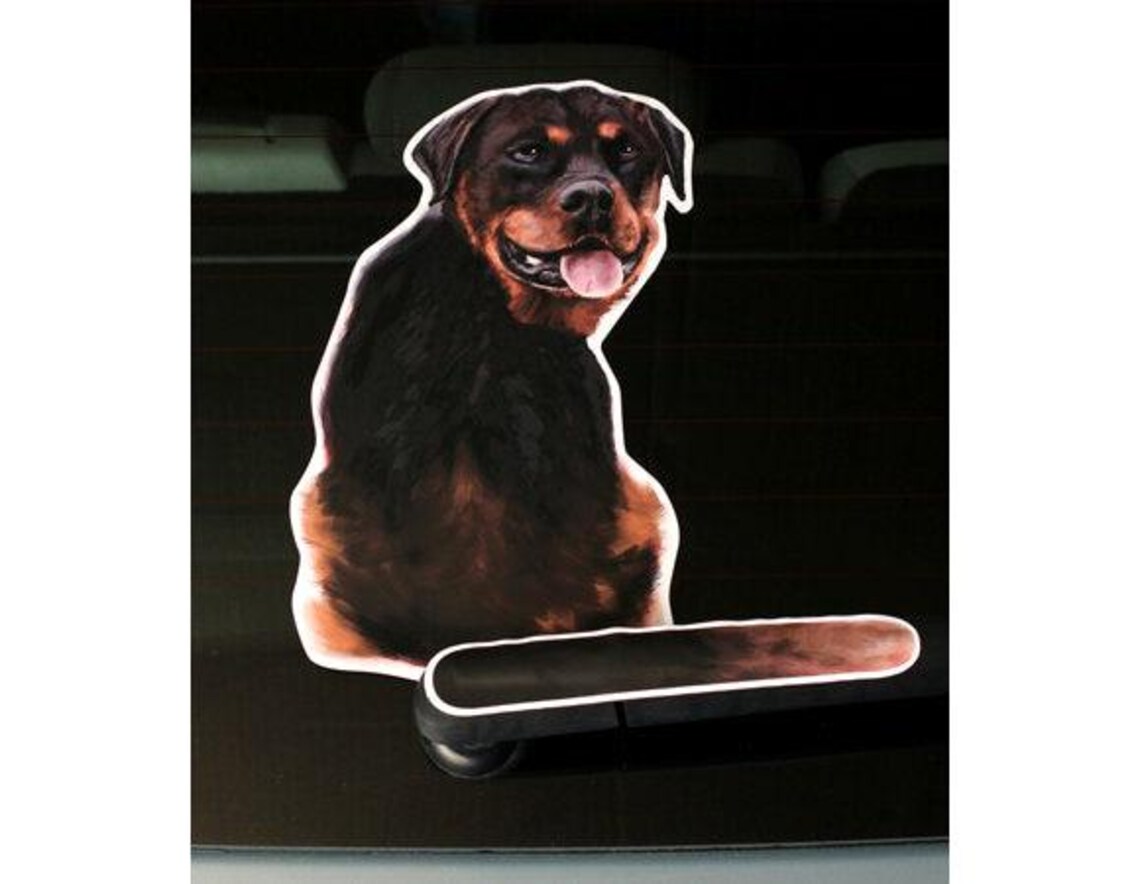 Rottweiler Dog Rear Window Wiper Wagging Tail Sticker | Funny Car Decal ...