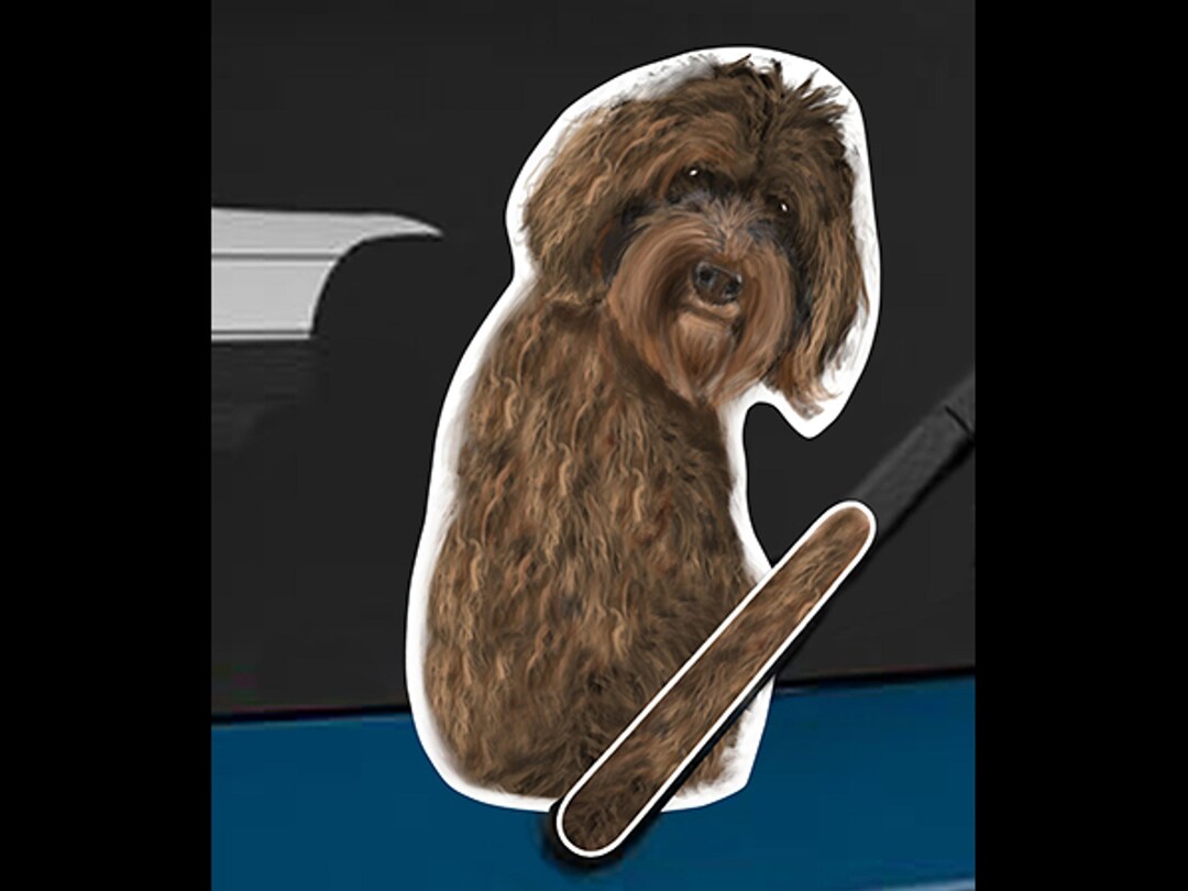 Labradoodle Brown Dog Rear Window Wiper Wagging Tail Sticker | Funny ...
