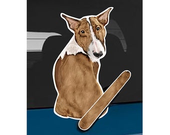 Bull Terrier Tan dog rear window wiper wagging tail sticker