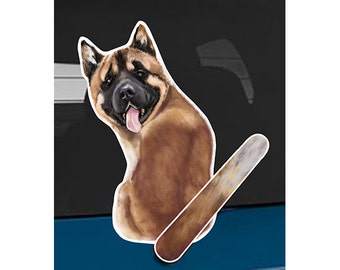 Akita dog rear window wiper wagging tail sticker