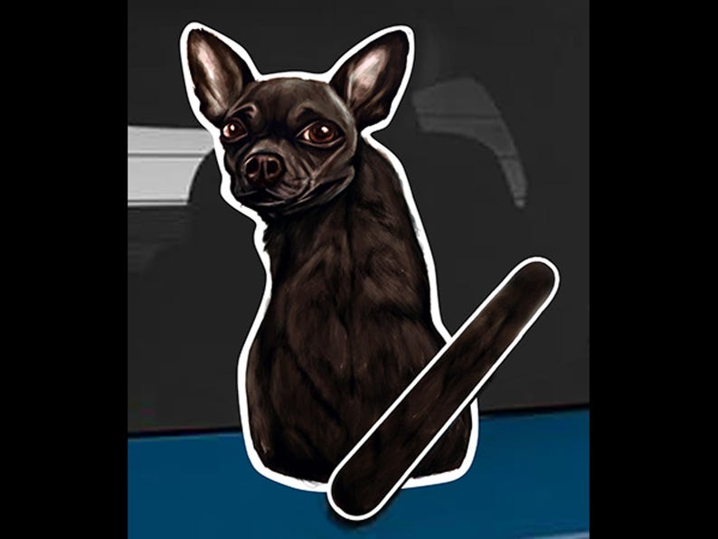 Chihuahua B Dog Rear Window Wiper Wagging Tail Sticker | Funny Car ...