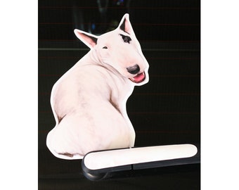 Bull Terrier dog rear window wiper wagging tail sticker