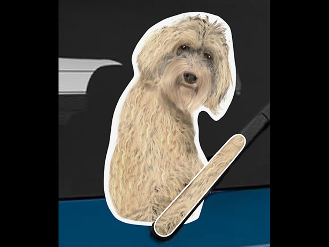 Labradoodle Tan Dog Rear Window Wiper Wagging Tail Sticker | Funny Car ...