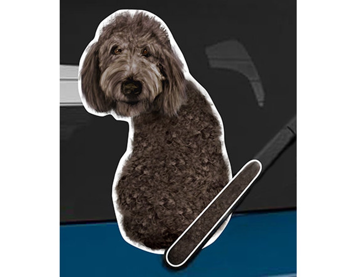 Goldendoodle B Black Dog Rear Window Wiper Wagging Tail Sticker - Etsy