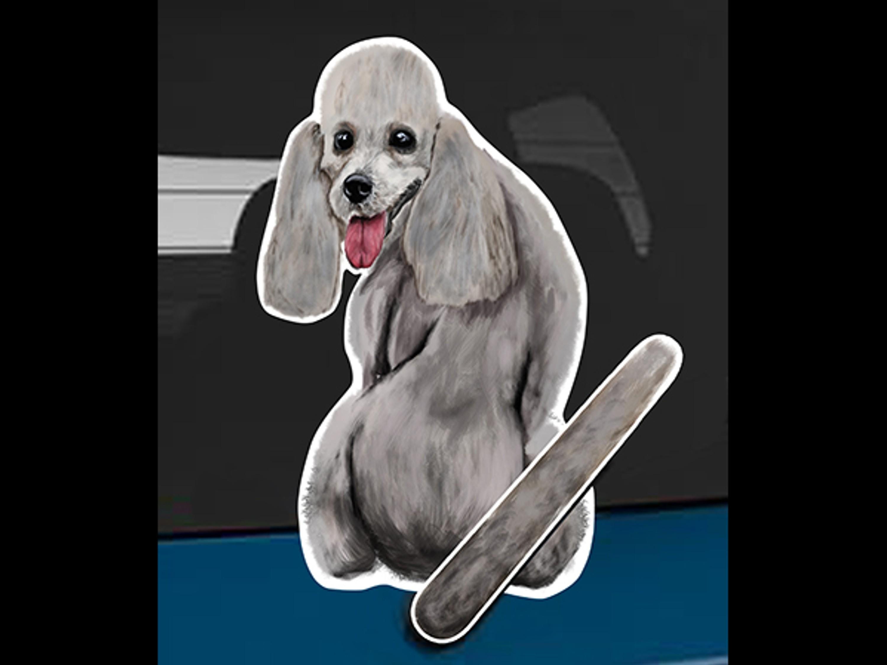 Poodle C Gray Grey Dog Rear Window Wiper Wagging Tail Sticker | Funny ...