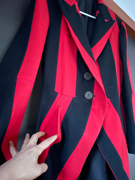 Stunning Rare Yohji Yamamoto red black striped tu… - image 1