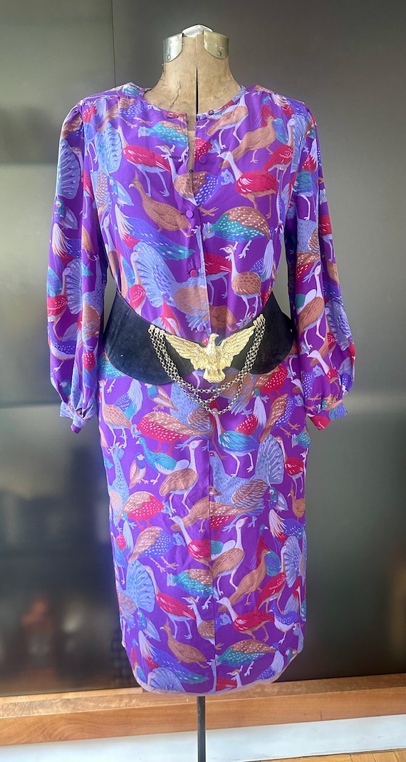 Vintage 1980s Purple Cinched Dress Vintage 1980s Purple Cinched Dress