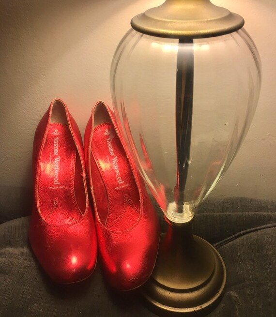 Vivienne Westwood red metallic genuine leather,gol