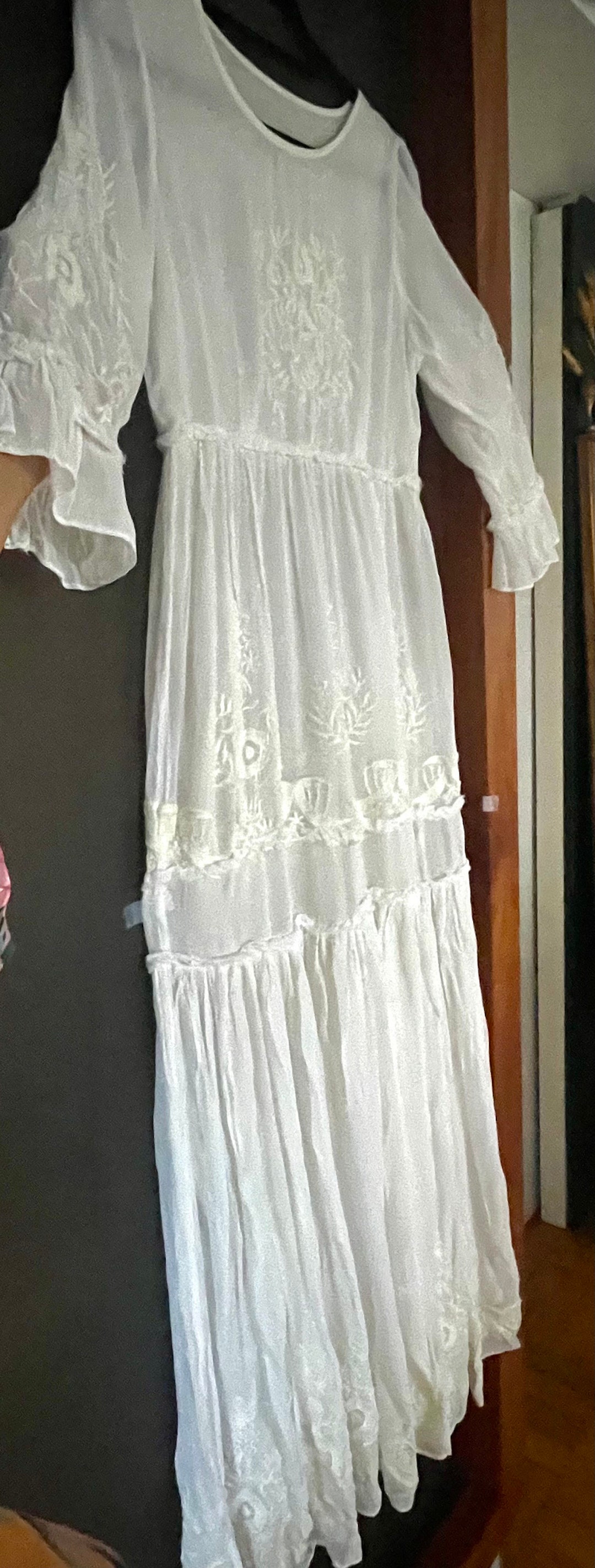 Preloved Chiffon Trim Sleeveless Dress - White