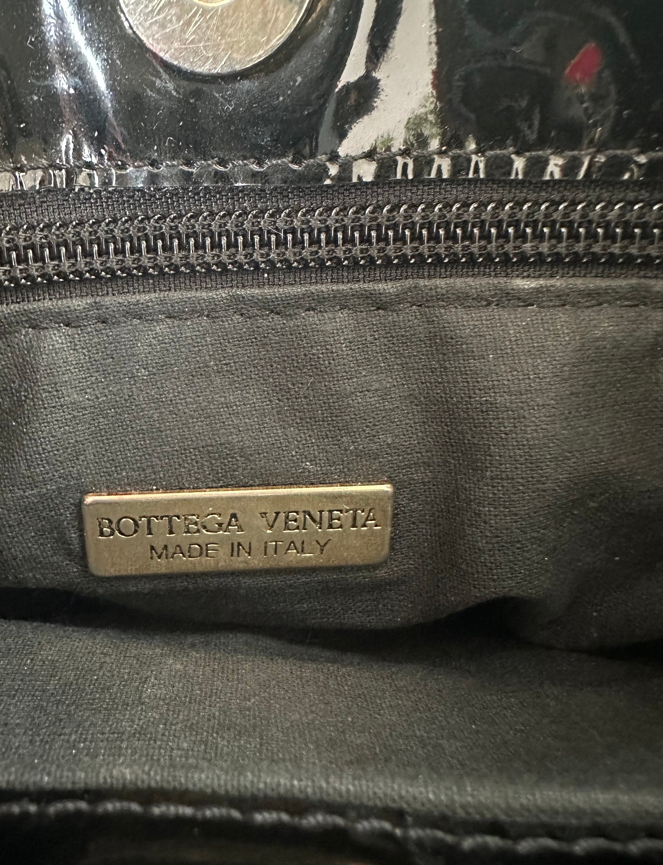 Vintage 60s Bottega Veneta Black Patent Leather, Enamel