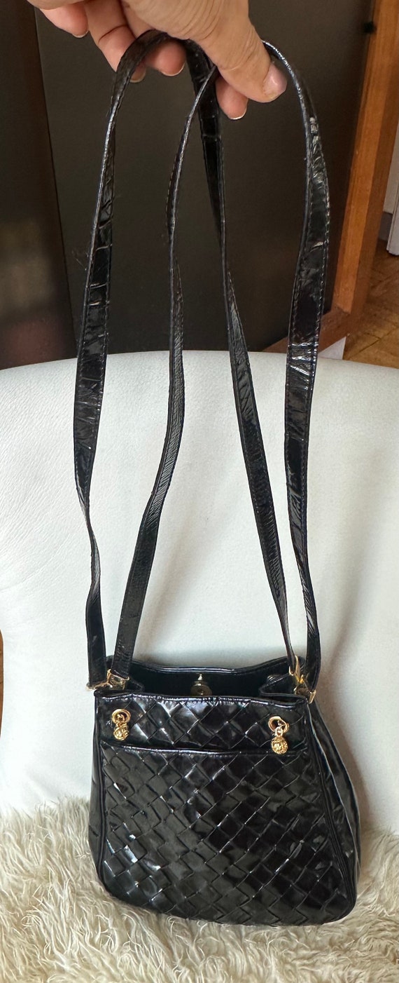 Vintage 60s Bottega Veneta Black Patent Leather, Enamel