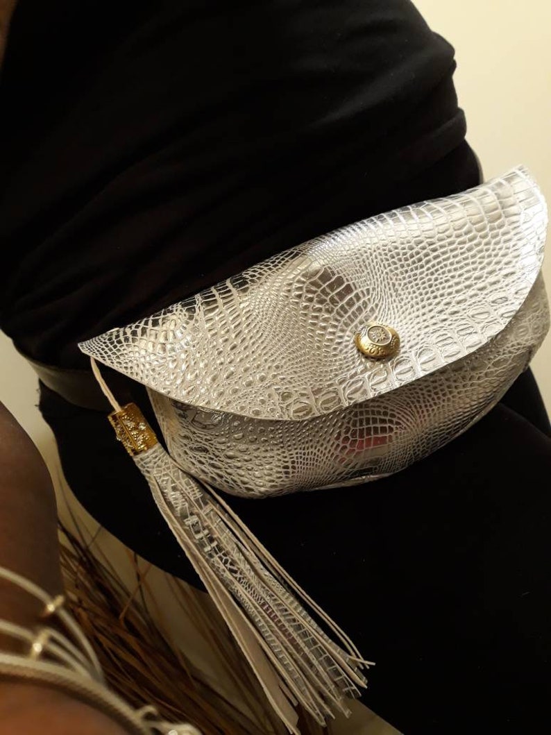 Silver Fanny Pack with Snap Closure