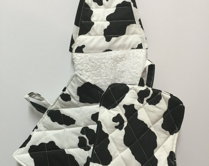 Cow Pot Holders Towel Setcow Towelcow Decorkitchen Etsy