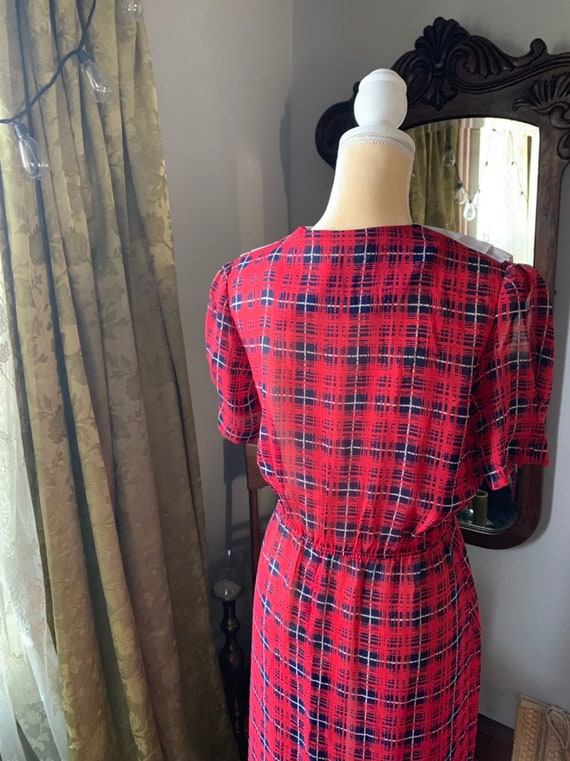 Vintage Plaid Dress, 70s Does 40s Dress, 40s Styl… - image 6