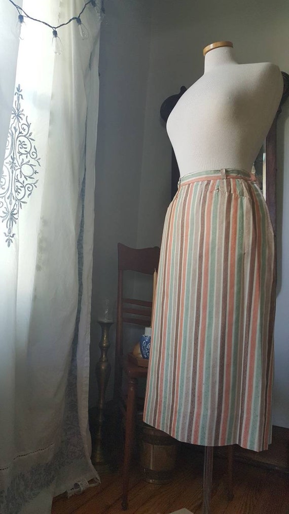 Vintage Striped 70s Does 40s Skirt, Vintage 1940s… - image 8