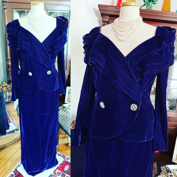 Vintage Purple Velvet Winter Dress, Vintage Velve