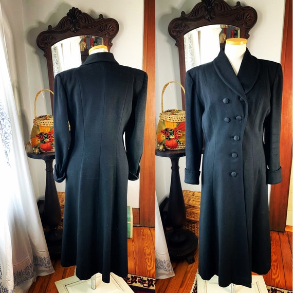 40s Black Princess Coat, 40s Black Full Length Pow