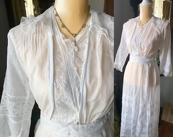 Victorian White Dress, Edwardian White Dress, Vintage Wedding Dress, Garden Party Dress, Antique Tea Dress, Afternoon Tea Dress, Antique