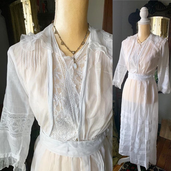 Victorian White Dress, Edwardian White Dress, Vint