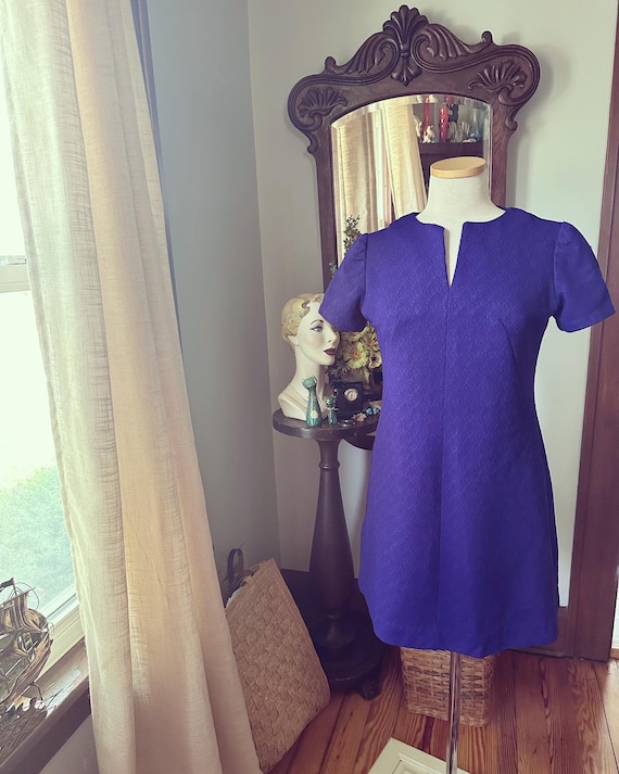 60s Mod Mini Dress, 1960s Mod Mini Dress, Purple M